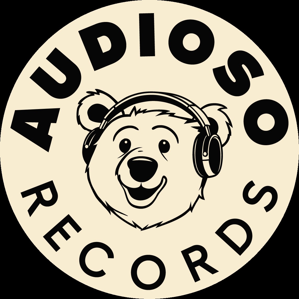 Bear wearing headphones with the text 'AUDIO S RECORDS' in a circular layout around it.