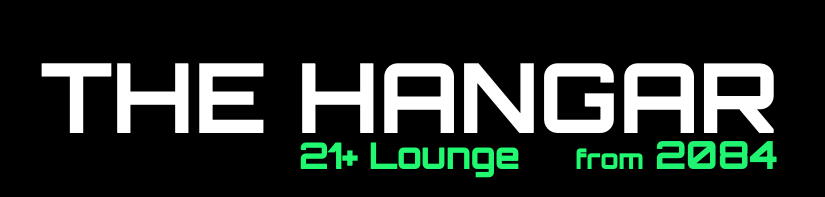 Text logo with white and green text on black background.