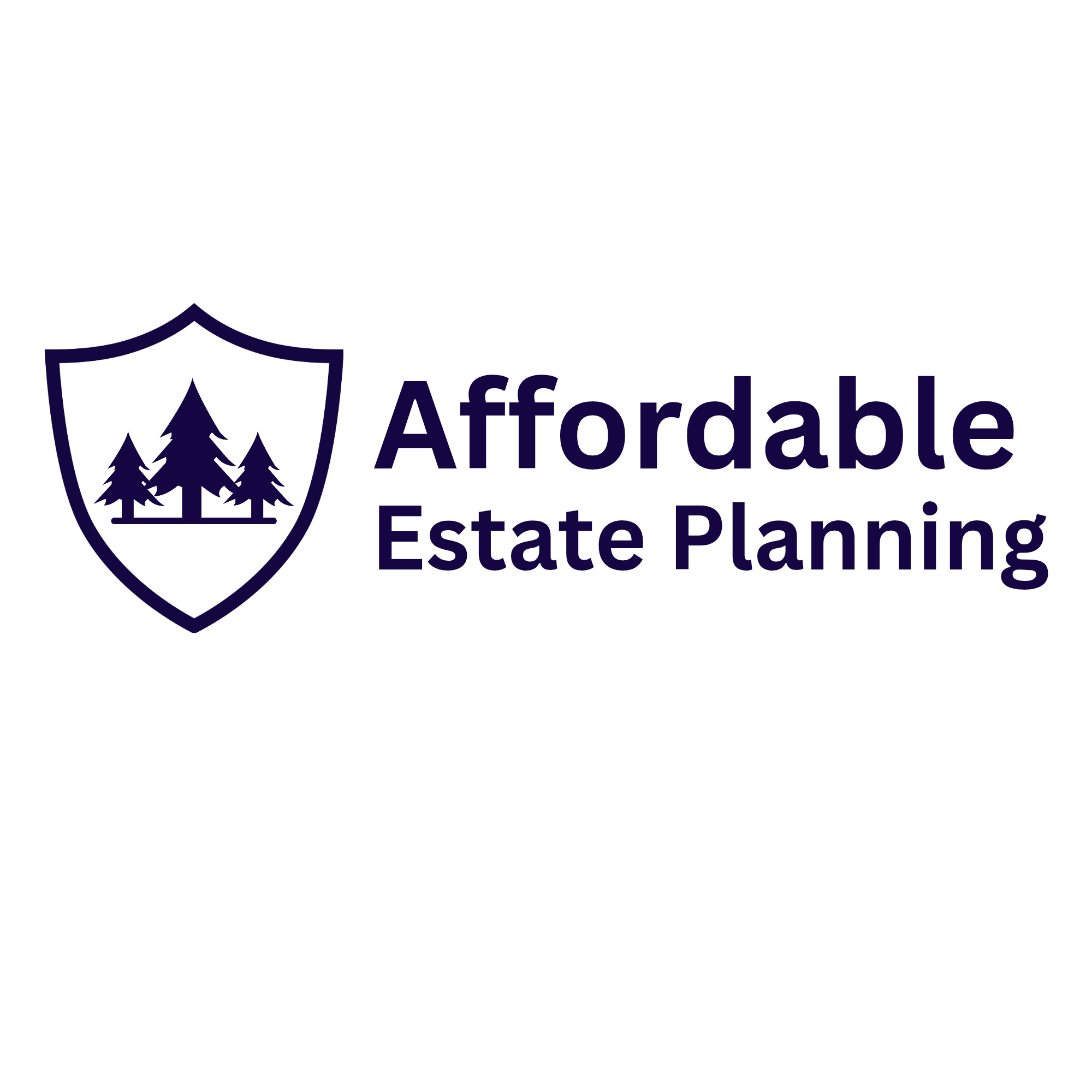 Logo with shield and trees, text reads 'Affordable Estate Planning'.