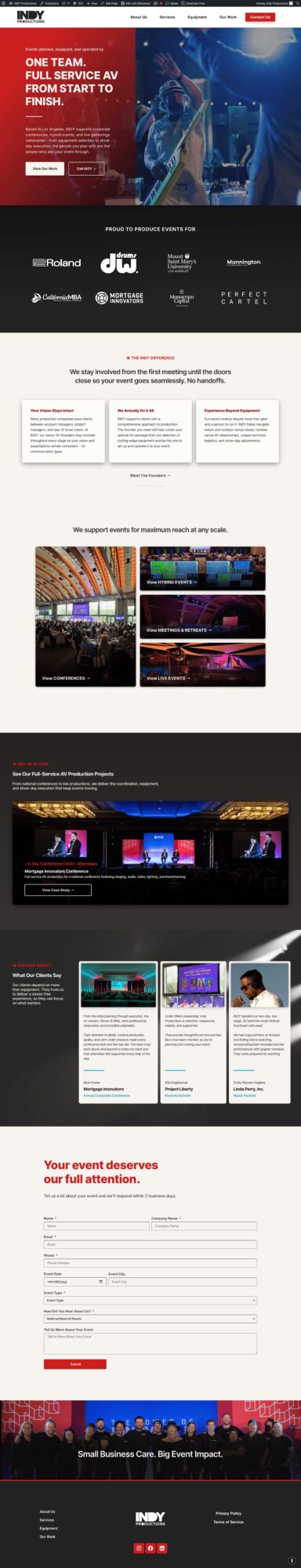 A webpage with a dark background, featuring a large image of a cityscape at night, and various sections with text and images.